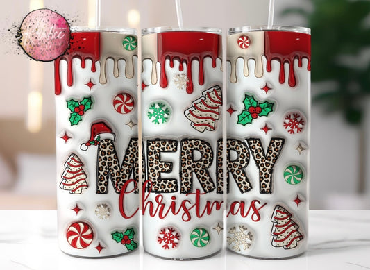 Merry Christmas Drip 20oz Skinny Tumbler
