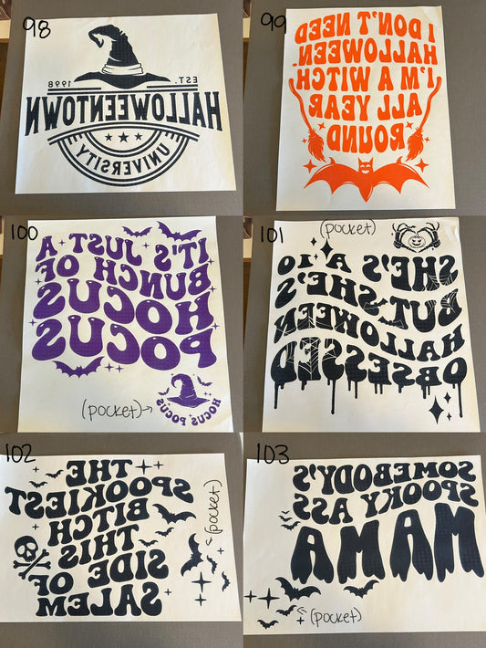 Create Your Own T-shirt - Single Color Prints Halloween / Fall