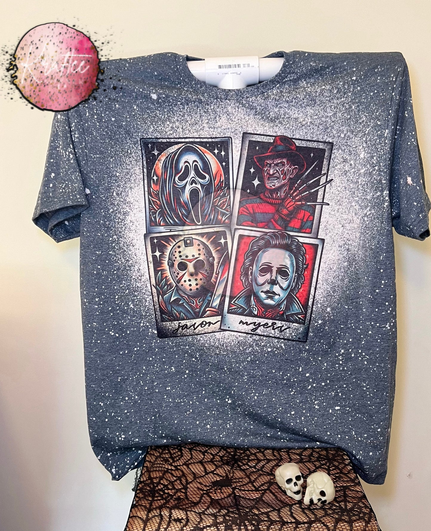 Horror Polaroid Collage Bleached Unisex T-shirt