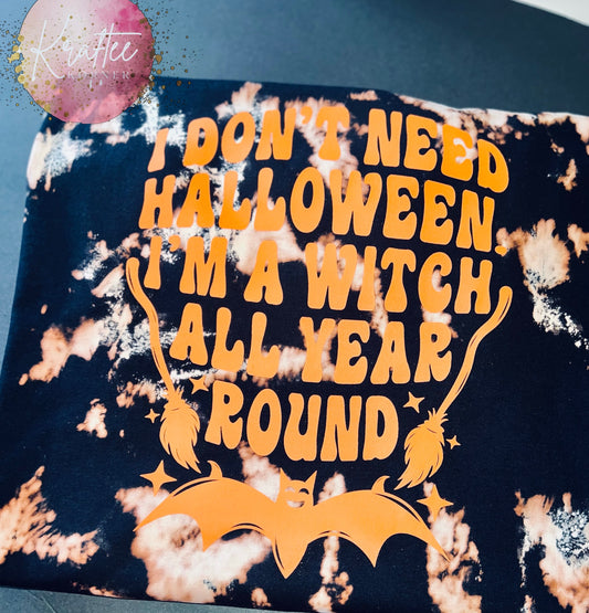 Witch All Year Round Adult Bleached Unisex T-shirt