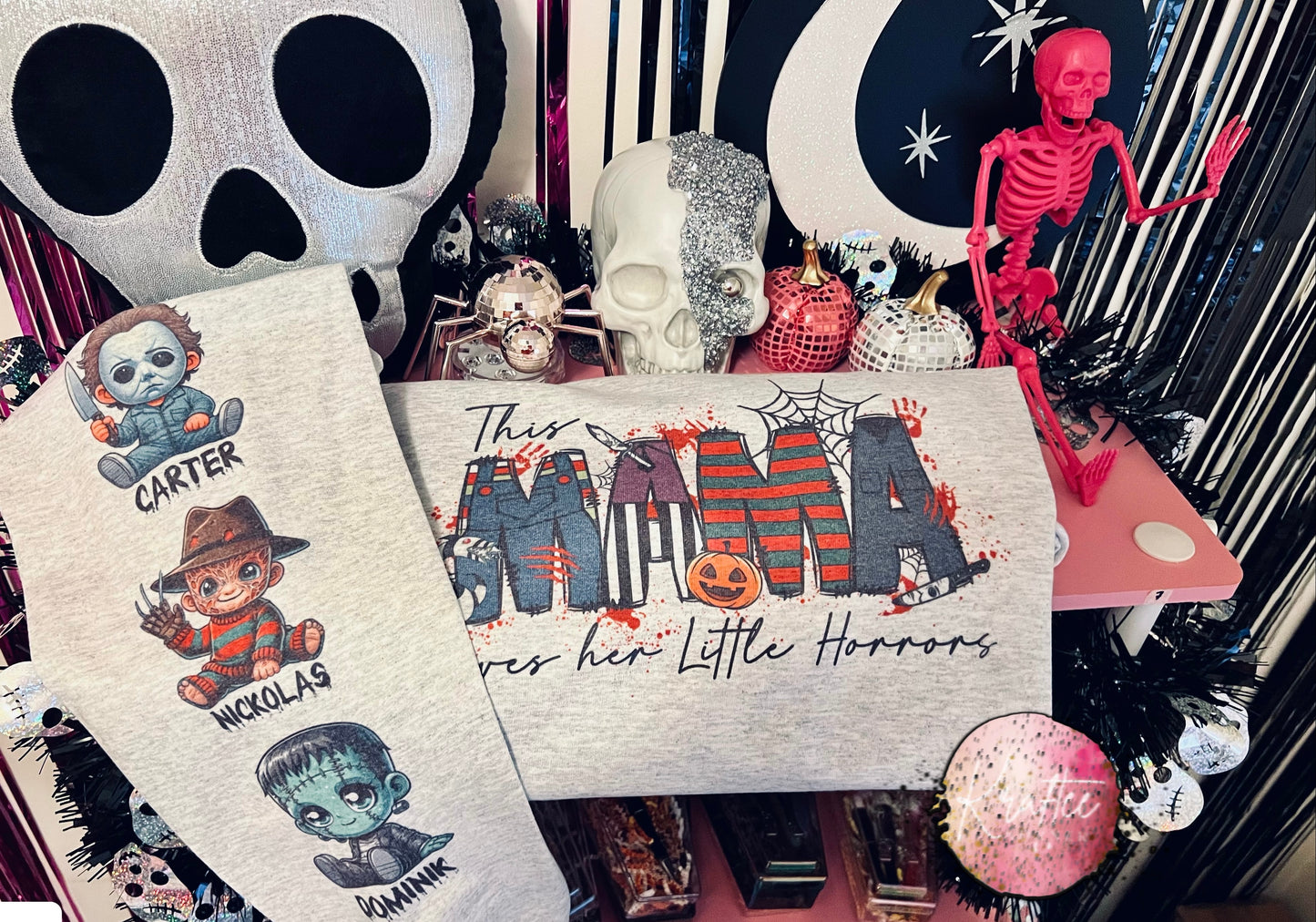 Custom Horror Mama Crewneck Sweatshirt