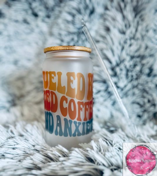 Fueled By Iced Coffee & Anxiety 16oz Libby Glass