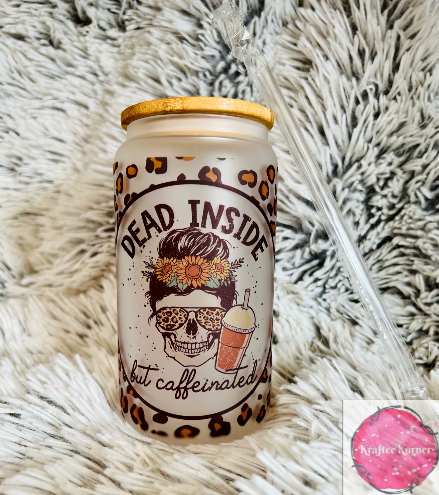Dead Inside But Caffeinated 16oz Libby Glass