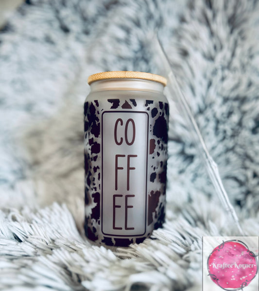 Coffee Cow Print 16oz Libby Glass