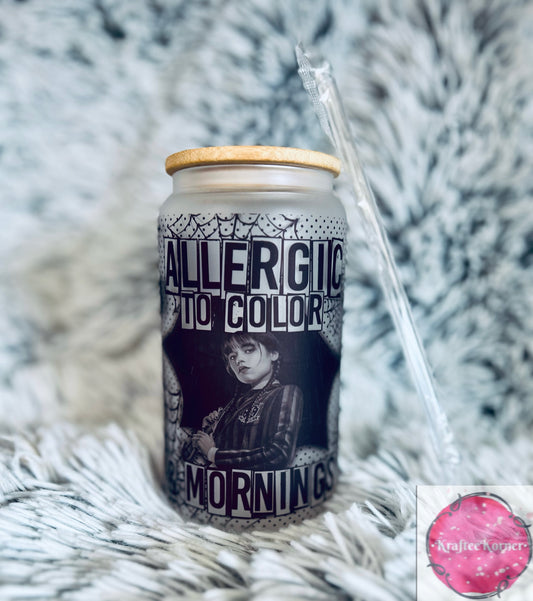 Allergic To Color & Mornings 16oz Libby Glass