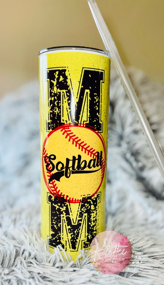Softball Mom 20oz Skinny Tumbler
