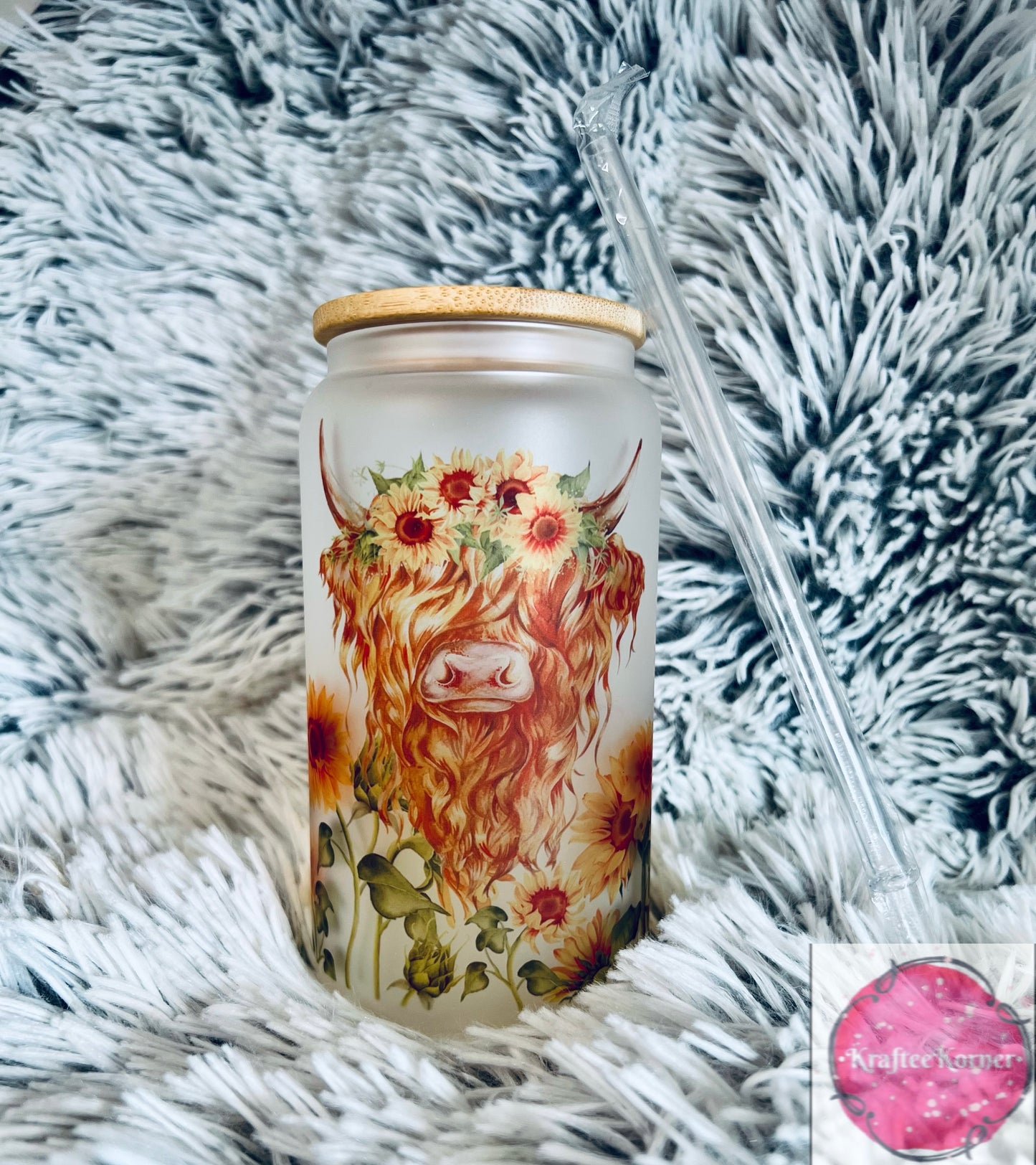 Sunflower Cow 16oz Libby Glass