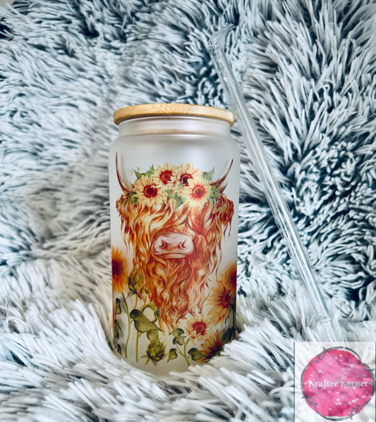 Sunflower Cow 16oz Libby Glass