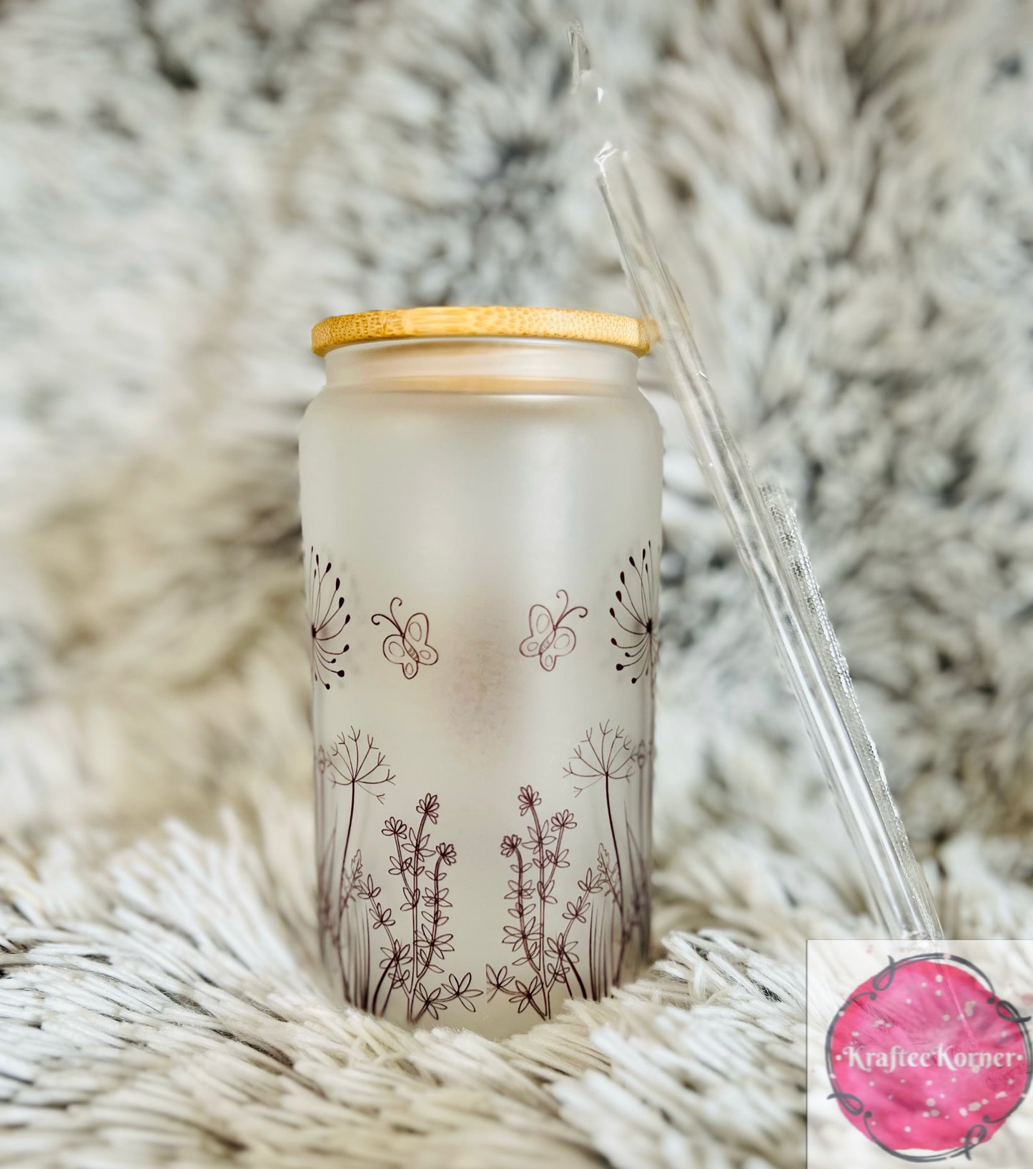 Floral Bee 16oz Libby Glass