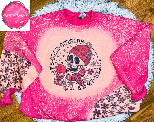 Cold Outside Like My Heart Bleached Adult Unisex Crewneck Sweatshirt