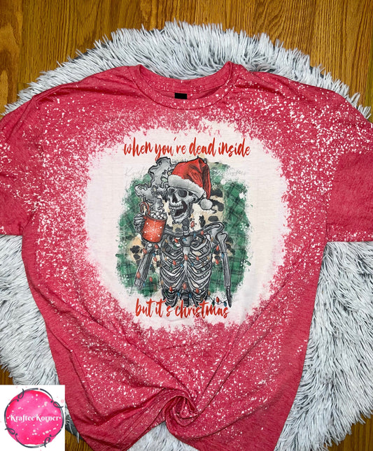 Dead Inside But It's Christmas Bleached Unisex T-shirt