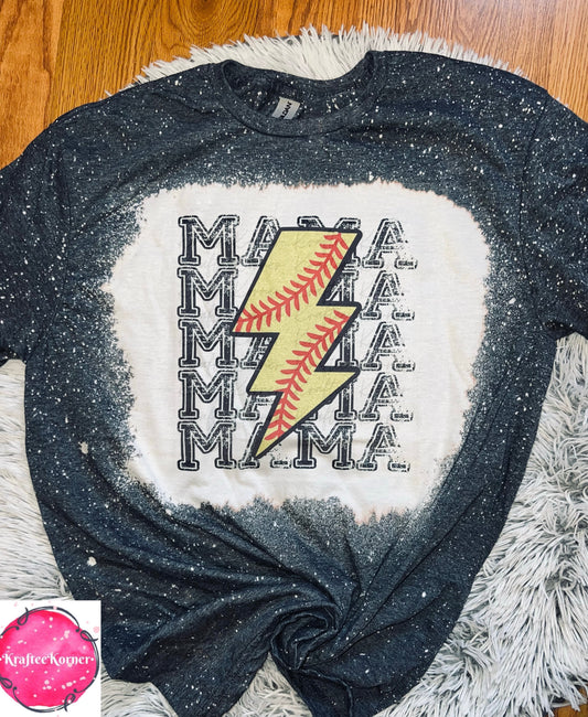 Softball Mama Bolt Bleached Unisex T-shirt