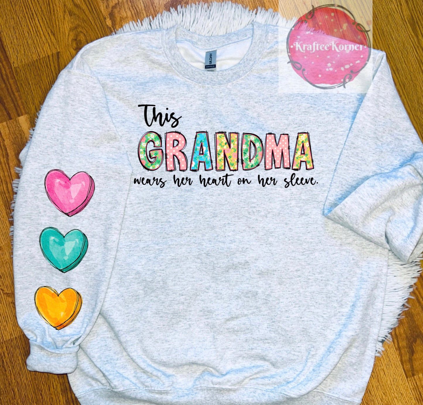 Custom Heart on Sleeve Crewneck Sweatshirt