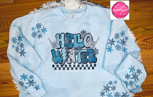 Hello Winter Adult Unisex Crewneck Sweatshirt