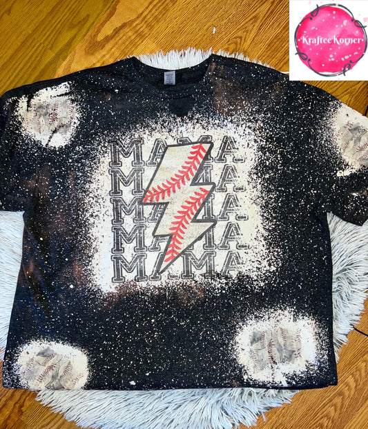 Baseball Mama Bolt Bleached Unisex T-shirt